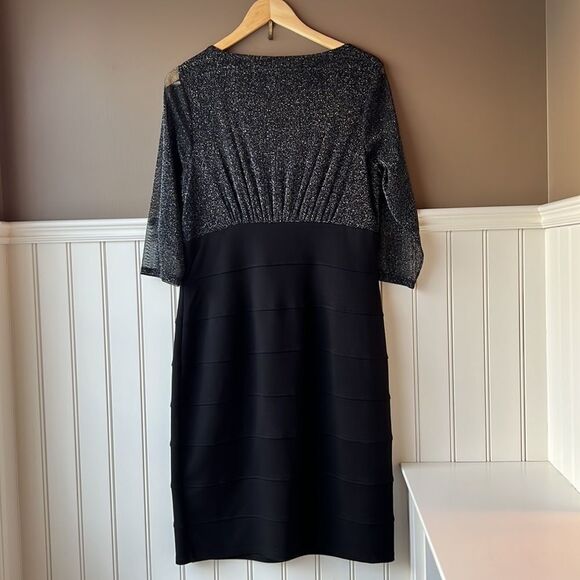 Cleo Silver and Black 3/4 Length Sleeve Dress Size 12 - Picture 9 of 15